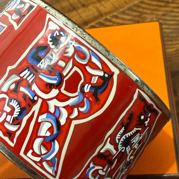 HERMÈS RARE Printed Russe Wide Bangle - Picture 8 of 10